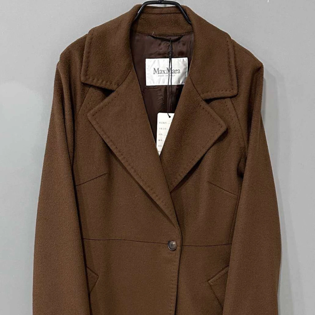 99新 MaxMara 深棕色翻领羊绒大衣/40码/46761