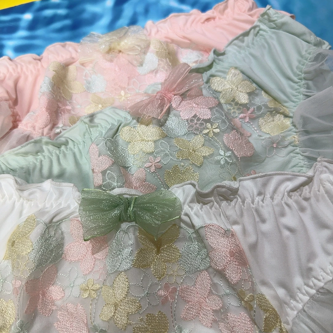 男士花边刺绣蝴蝶结低腰时尚三角家居裤