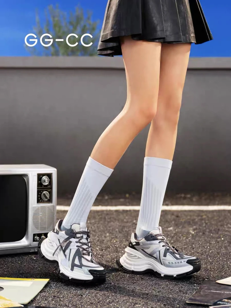 【银色空间站】GGCC2025春季最新款时尚厚底老爹鞋女百搭休闲运动鞋