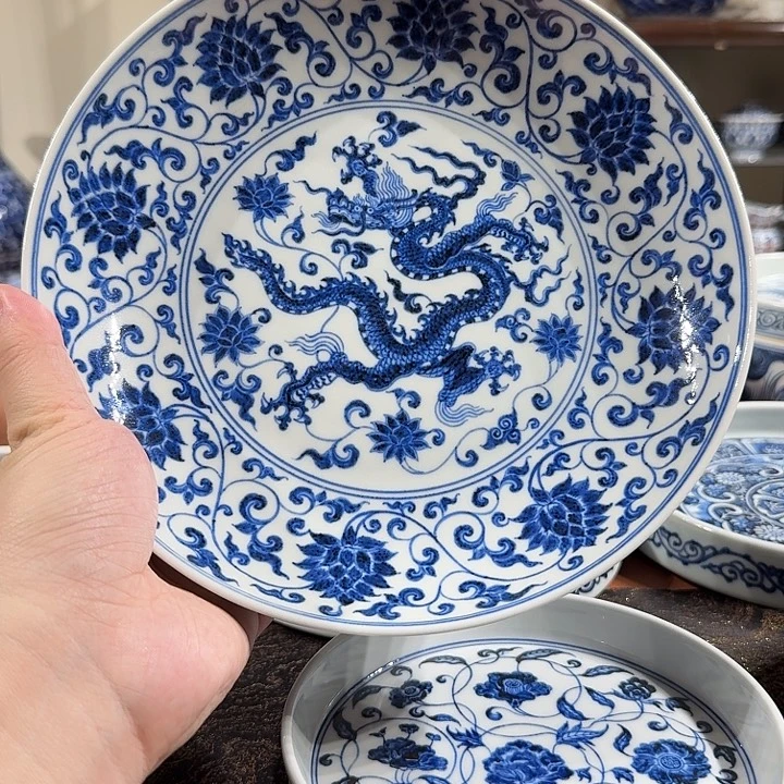 摆件瓷宇泽堂穿花龙壶承