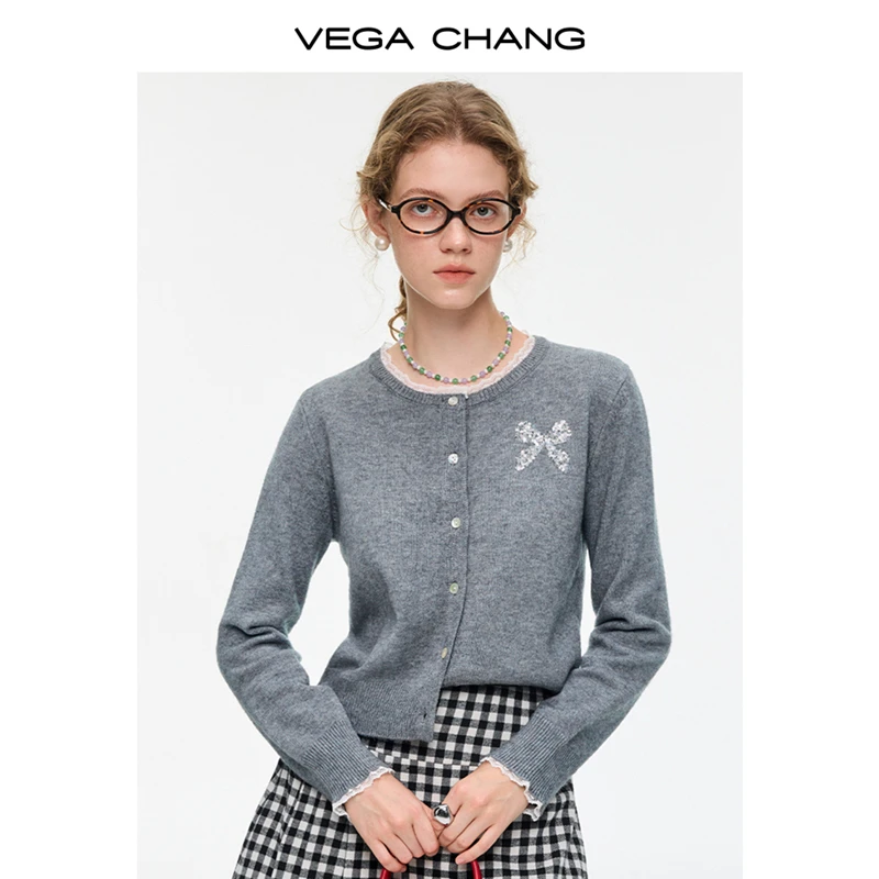 【返现10%】9/22上新【灰蝶绒甜】灰色蝴蝶结针织开衫甜美精致针织衫