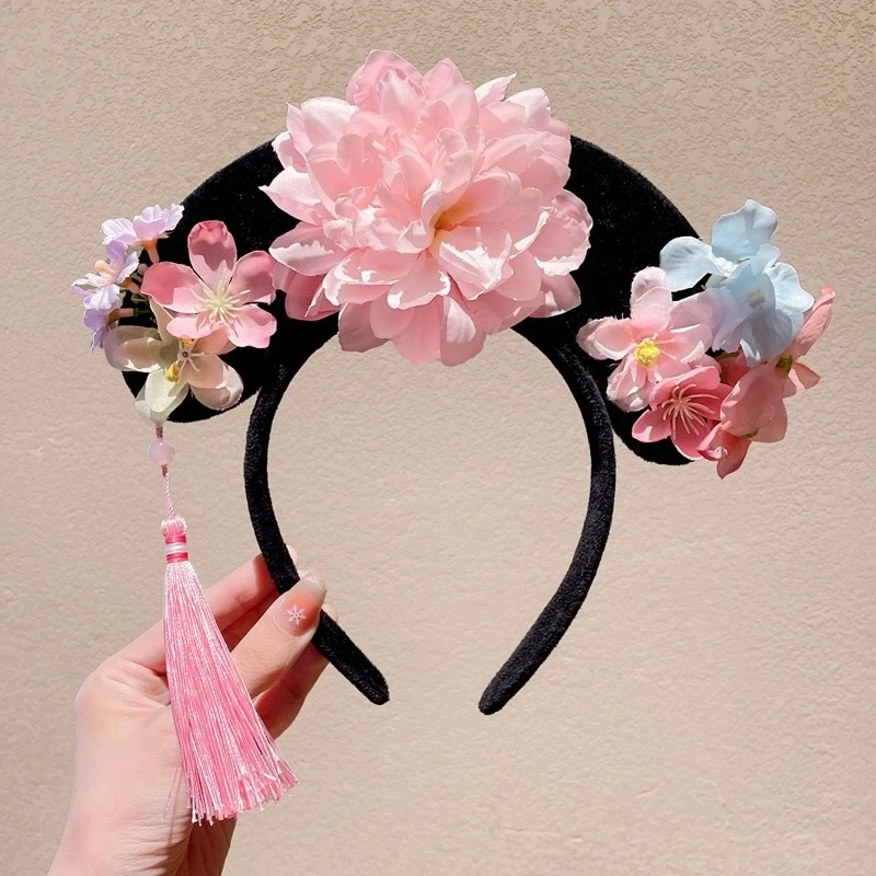 古装格格发箍簪花宫廷风表演头饰甄嬛传贵妃贵人旗头头箍新款发饰