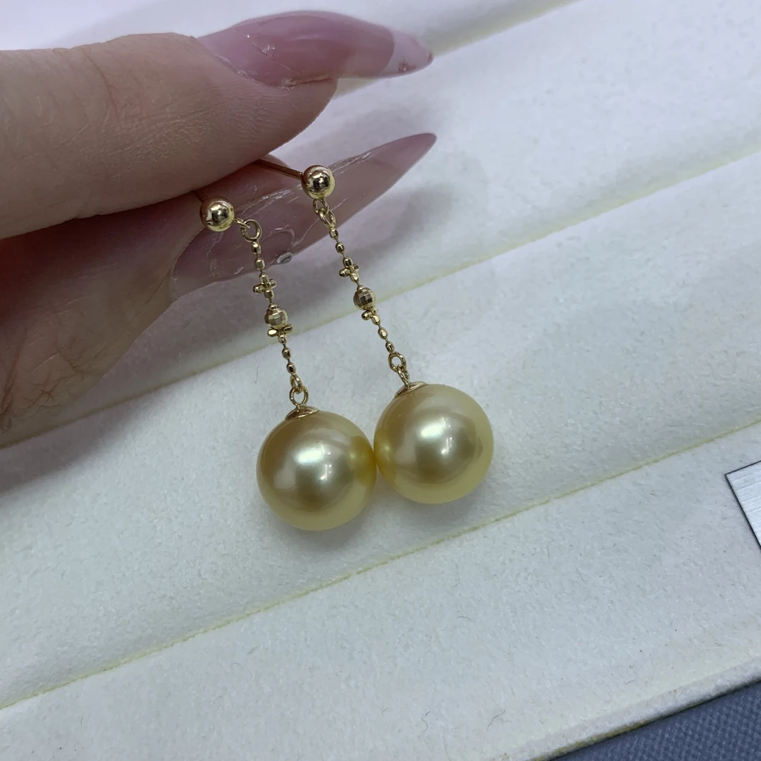 七分「流苏」10-11mm金珠仙女链耳线 极光正圆 气质百搭长款耳坠