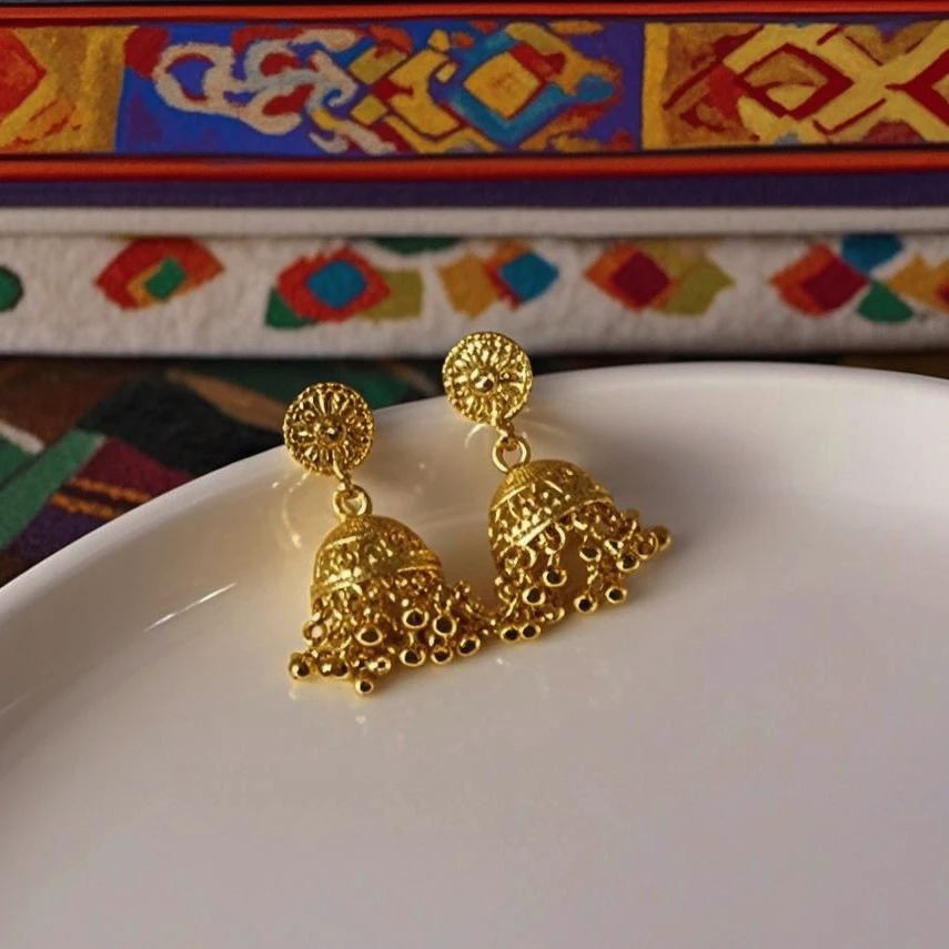 合金耳饰 夕马乐 | 不丹小巧耳坠-耳环藏式民族风古风百搭中古