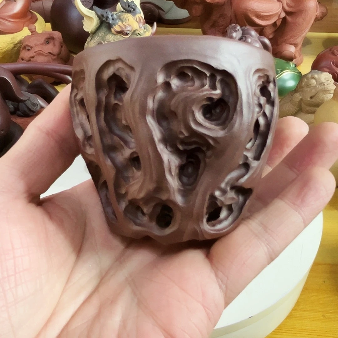 紫砂茶杯巍**山太湖石主人杯