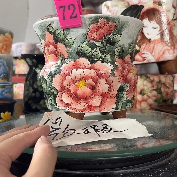 南***。景德镇手绘花盆 满38包邮