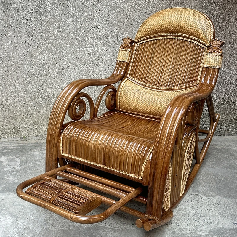 粗藤摇椅藤椅休闲椅午睡椅逍遥椅阳台靠背椅客厅藤编家具成人躺椅