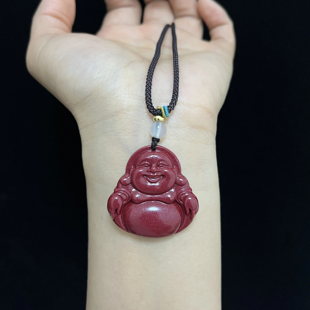 含辰砂工艺品【雪莉珠宝】朱砂紫金砂女士佛公/男士观音卡30吊坠