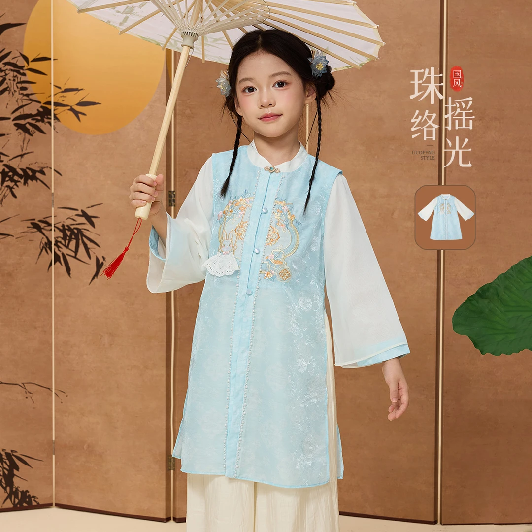 媛媛公主2025秋季女中大童气质国风百搭连衣裙15361A295
