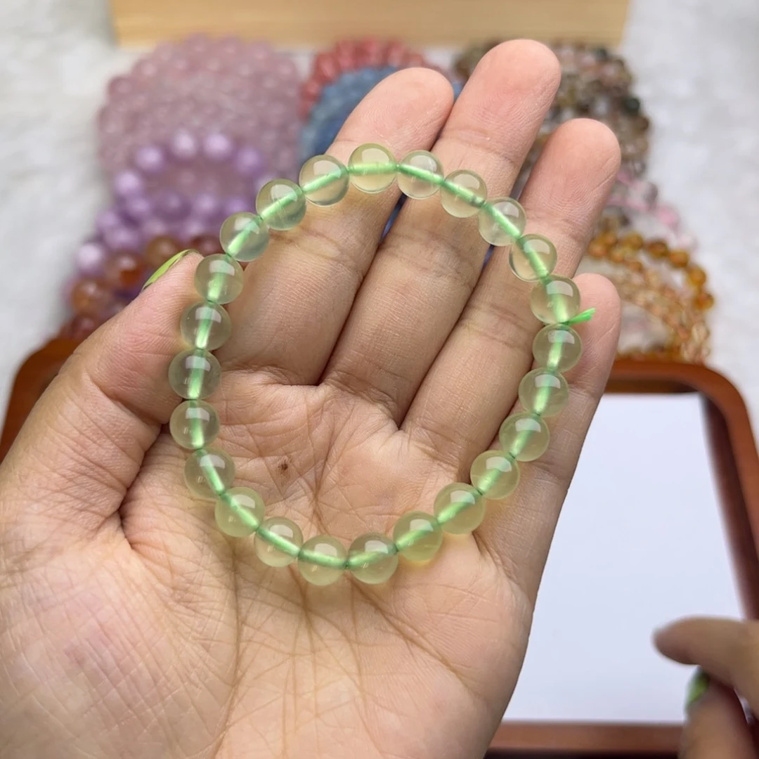水晶手链未镶嵌?**云7mm 绿葡萄石