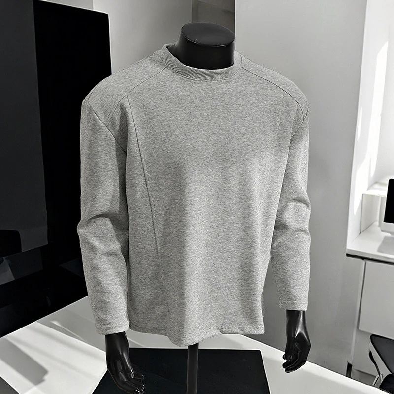 cleanfit解构正肩t恤男长袖春秋美式潮牌重磅卫衣宽松百搭上衣服