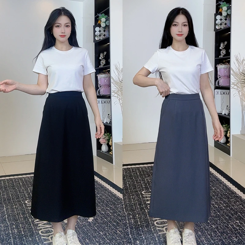秋季高腰半身裙垂感西装裙韩版洋气侘寂风泰式
