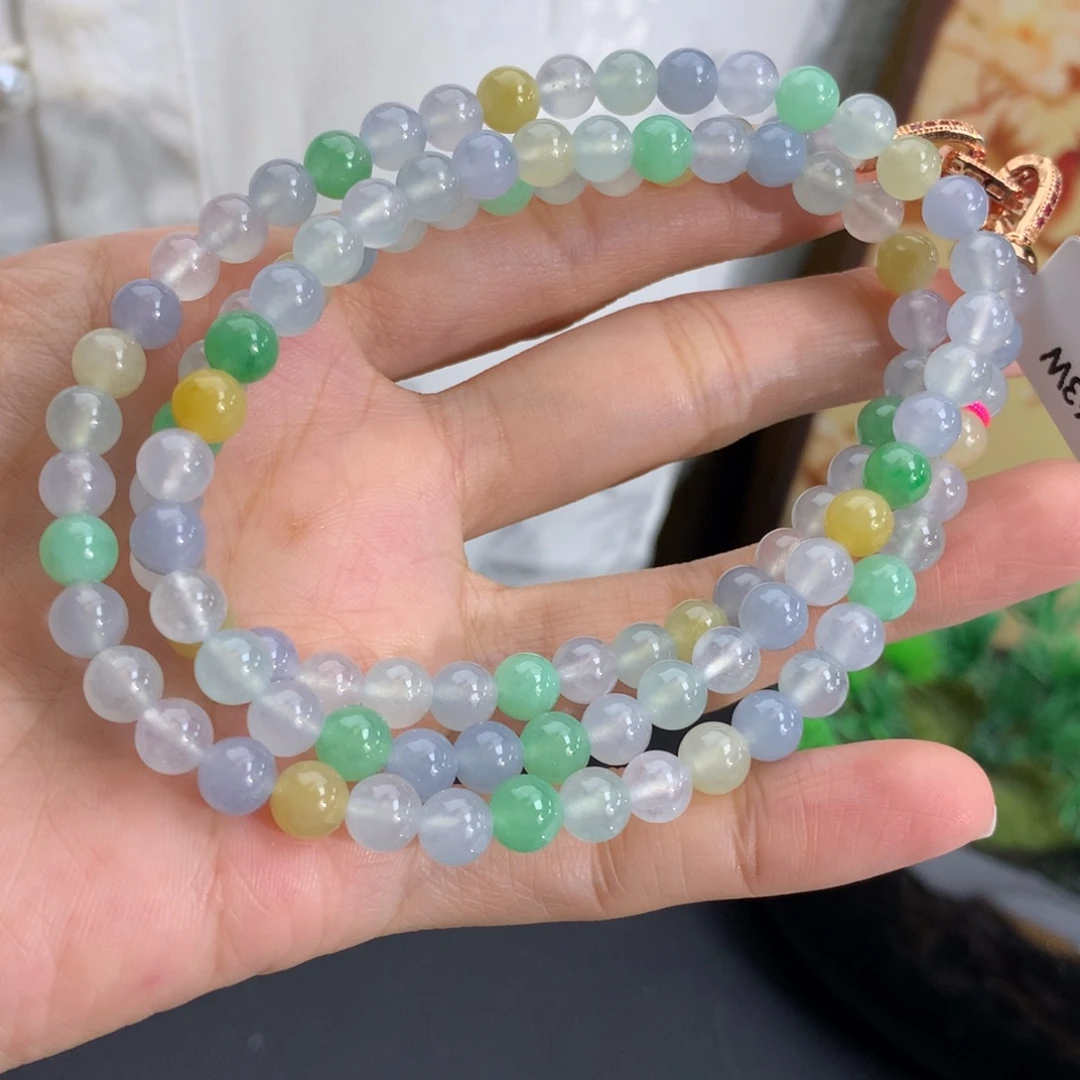 翡翠未镶嵌手串卡6冰胶多宝项链（漏价推荐）