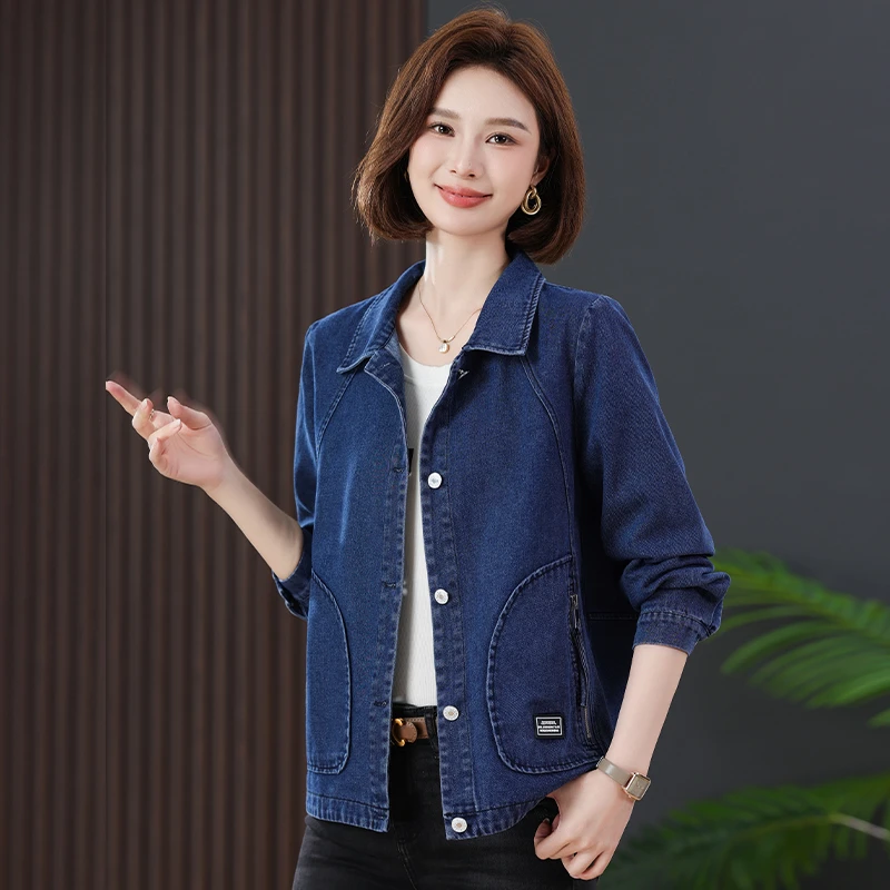 年轻妈妈秋装韩版显瘦牛仔外套女8107
