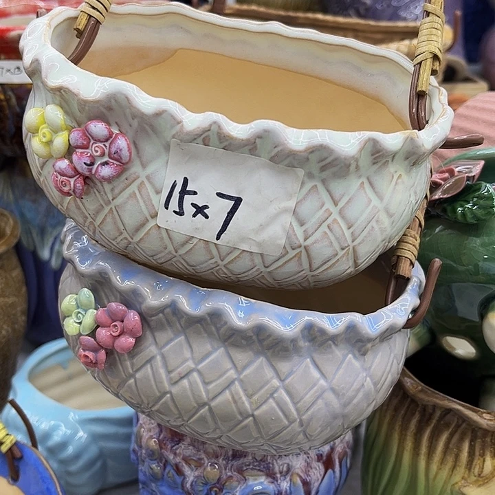 多肉绿植陶瓷花盆9.9包邮，有孔