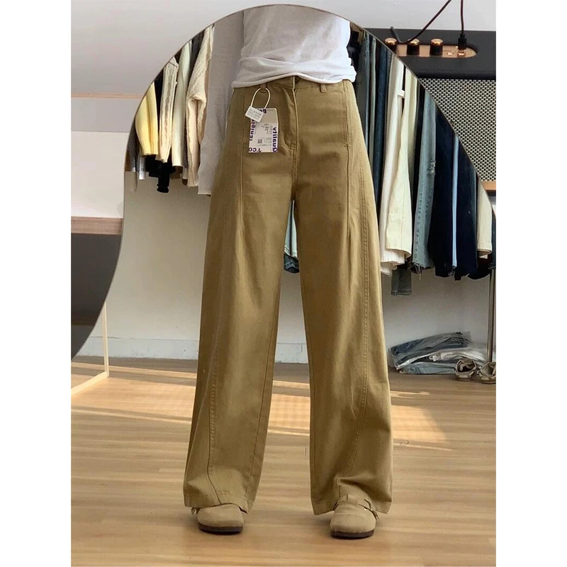 大码多结构显瘦百搭直筒牛仔裤女春季新款百搭休闲垂感镰刀阔腿裤