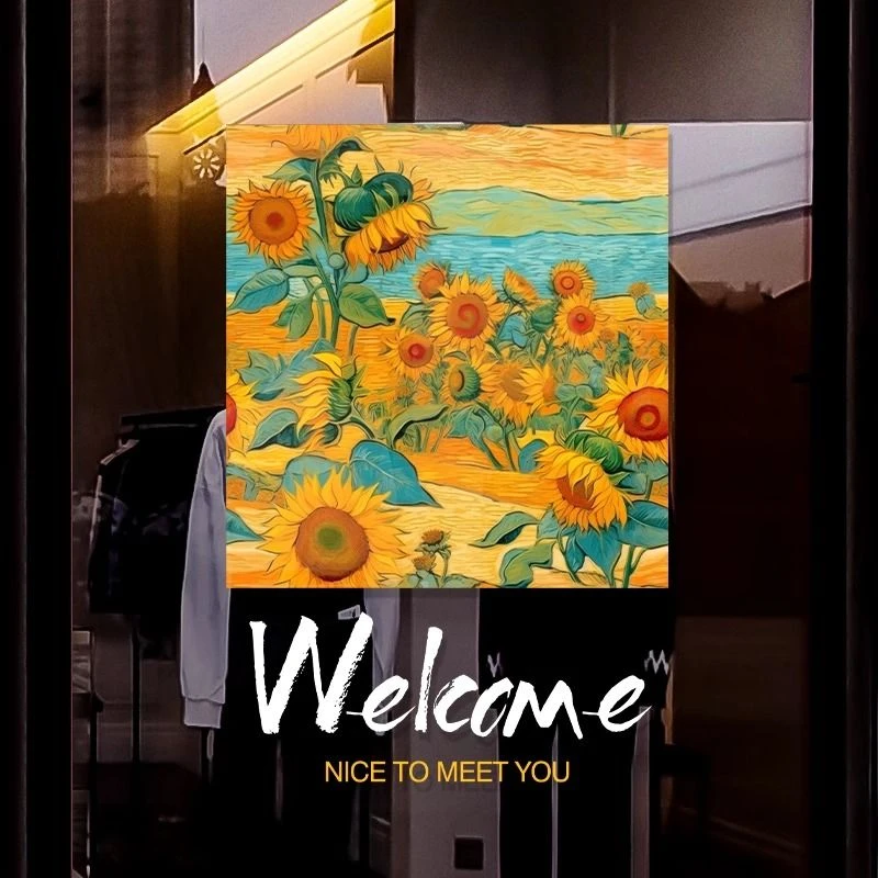 艺术油画创意贴画画室美术机构教室餐厅幼儿园玻璃美化装饰静电贴