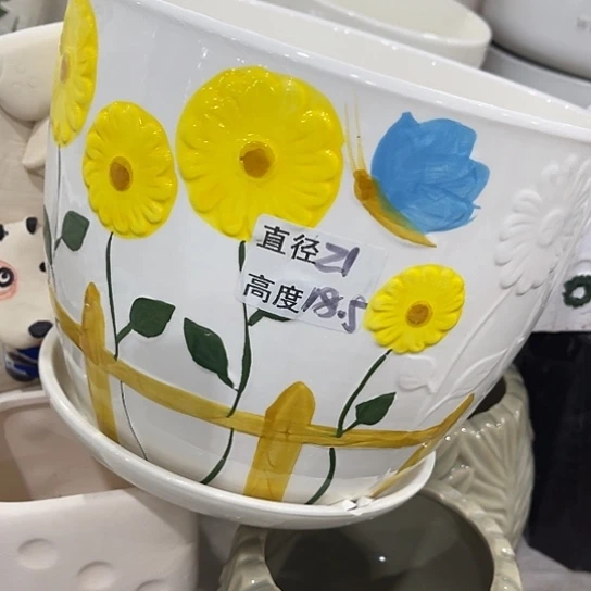 多肉绿植陶瓷花盆9.9包邮，有孔