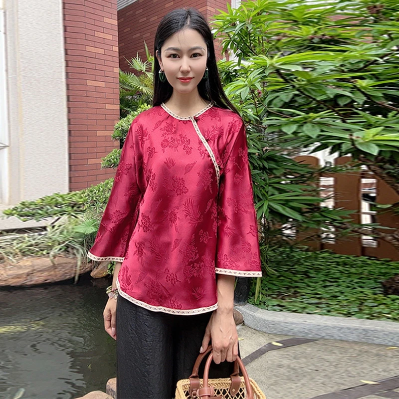 夏新款新中式复古上衣宽松显瘦衬衫国风T恤小衫WB2504644