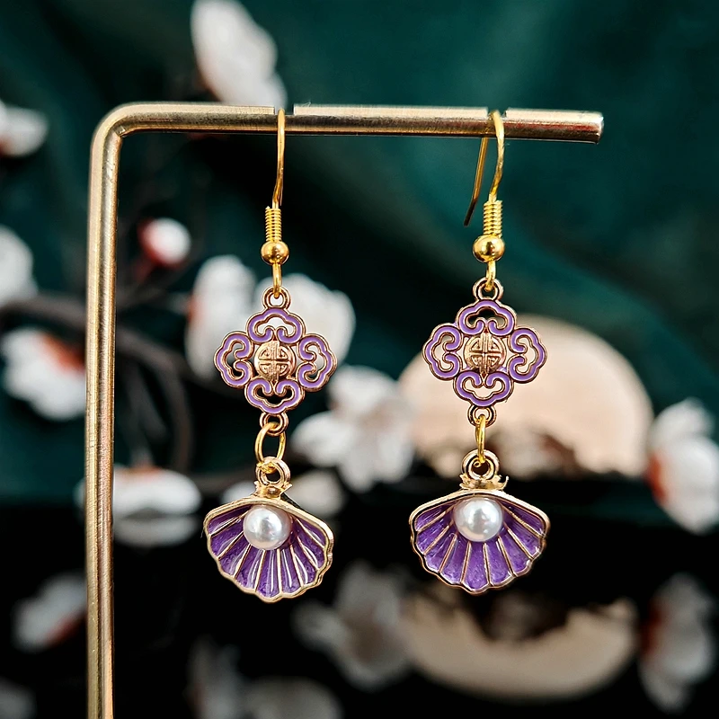 多吉米云影呈祥复古新中式原创高级感耳环无耳洞耳夹耳饰配汉服