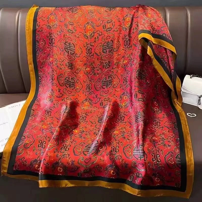 1-520 丽景段90X180左右丝巾长巾 万寿图