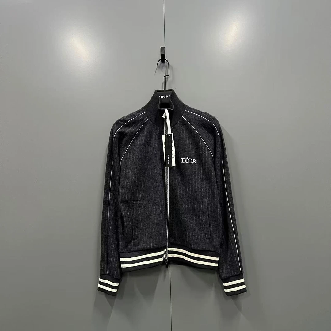 99新 DIOR/迪奥 tt1 条纹别针logo夹克 XS码/98新/006711无领