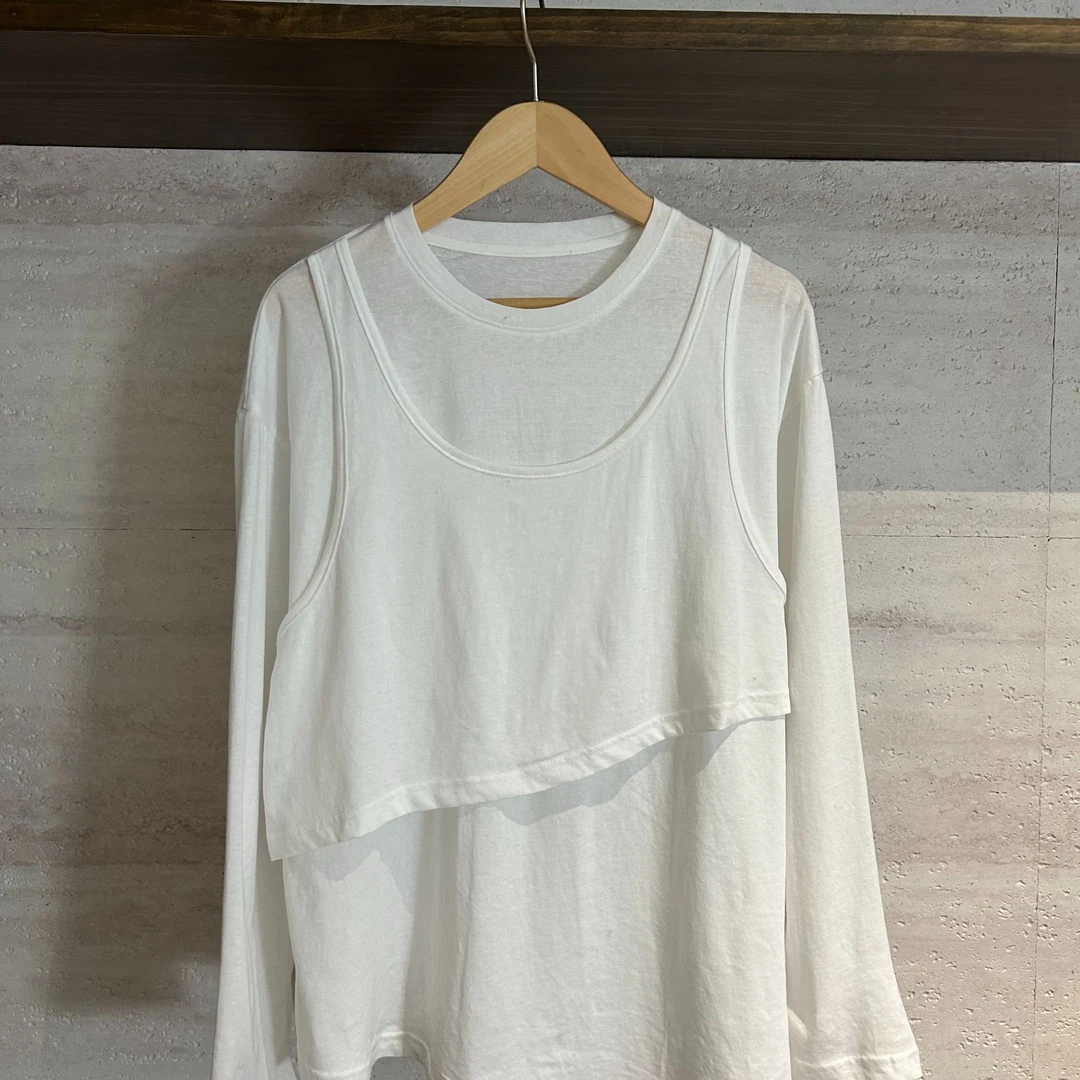 【多彩旅行家】白色打底时尚个性纯色百搭长袖T恤上衣女