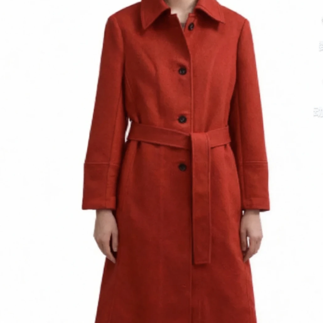 99新 TORY BURCH/汤丽柏琦 红色长款大衣外套/6码/A04181