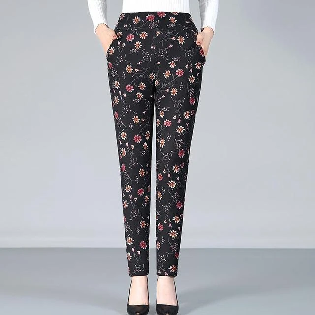 老年人裤子女冬季高腰直筒保暖裤新款妈妈奶奶棉裤加绒加厚外穿