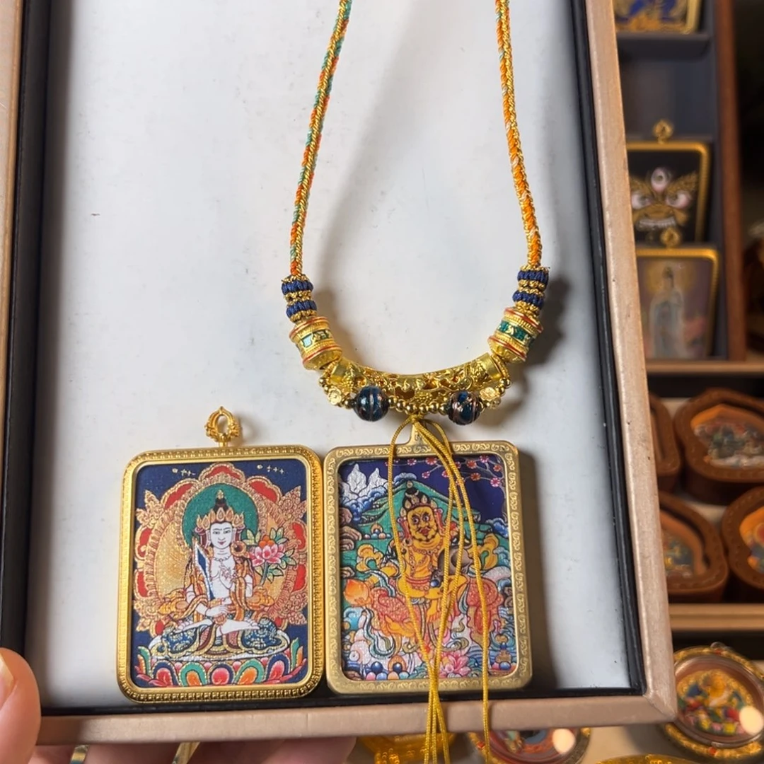 吊坠V*.装裱画双面铜虚空➕黄财神