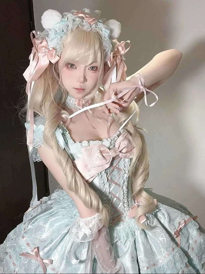 茉汐手工花屿蝶Lolita原创设计梦幻公主日常女显瘦蓬蓬洋装连衣裙