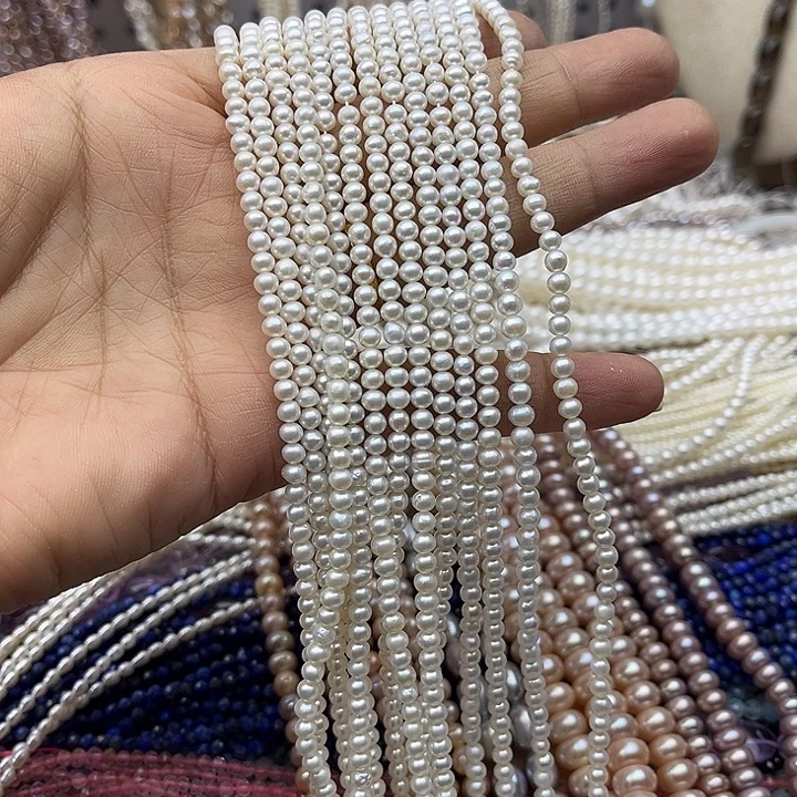 玛瑙/玉髓未镶嵌珠宝半成品一条3.5mm左右极光珍珠