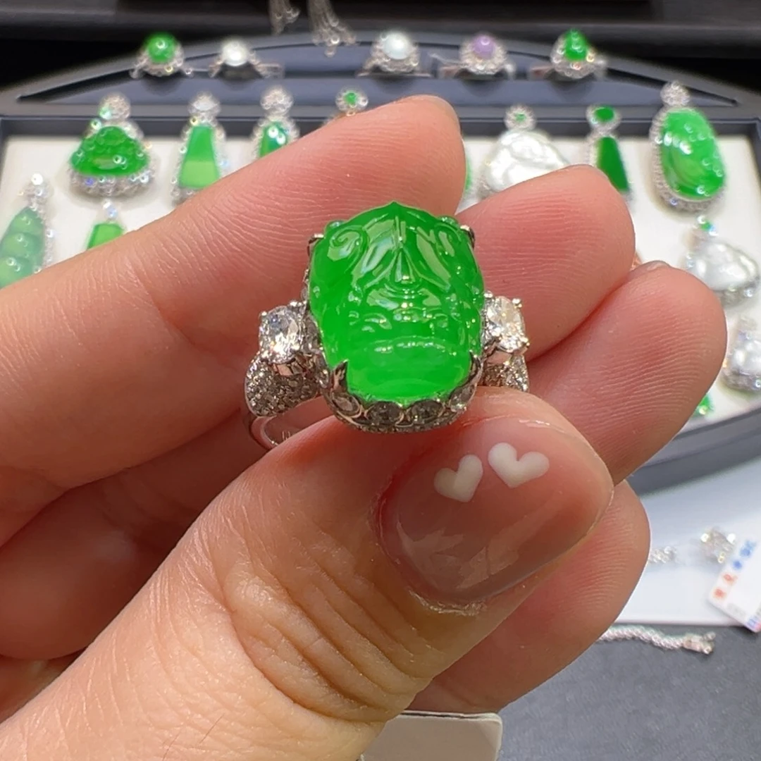 翡翠戒指18K金镶嵌收到货48小时鉴赏期