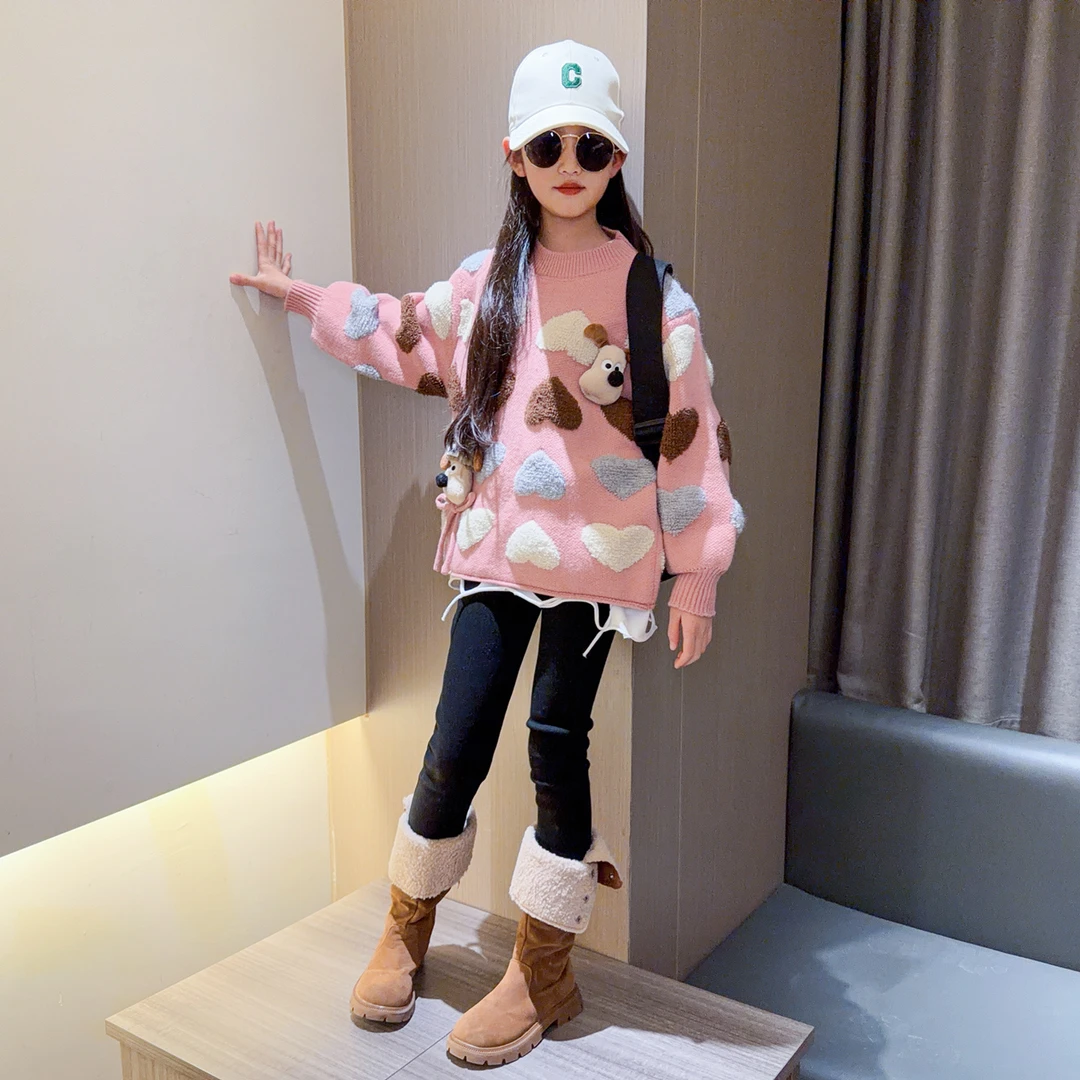 女童毛衣秋冬款2025新款洋气时髦儿童冬装大童针织衫女孩冬季上衣