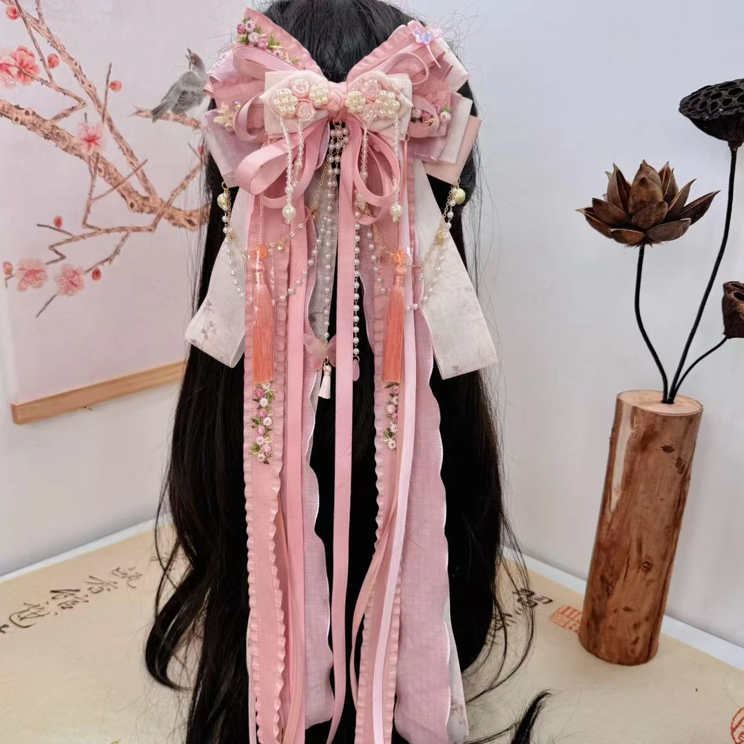 《风华绝代》新国风发饰长飘带盘扣搭配汉服配饰头饰发夹