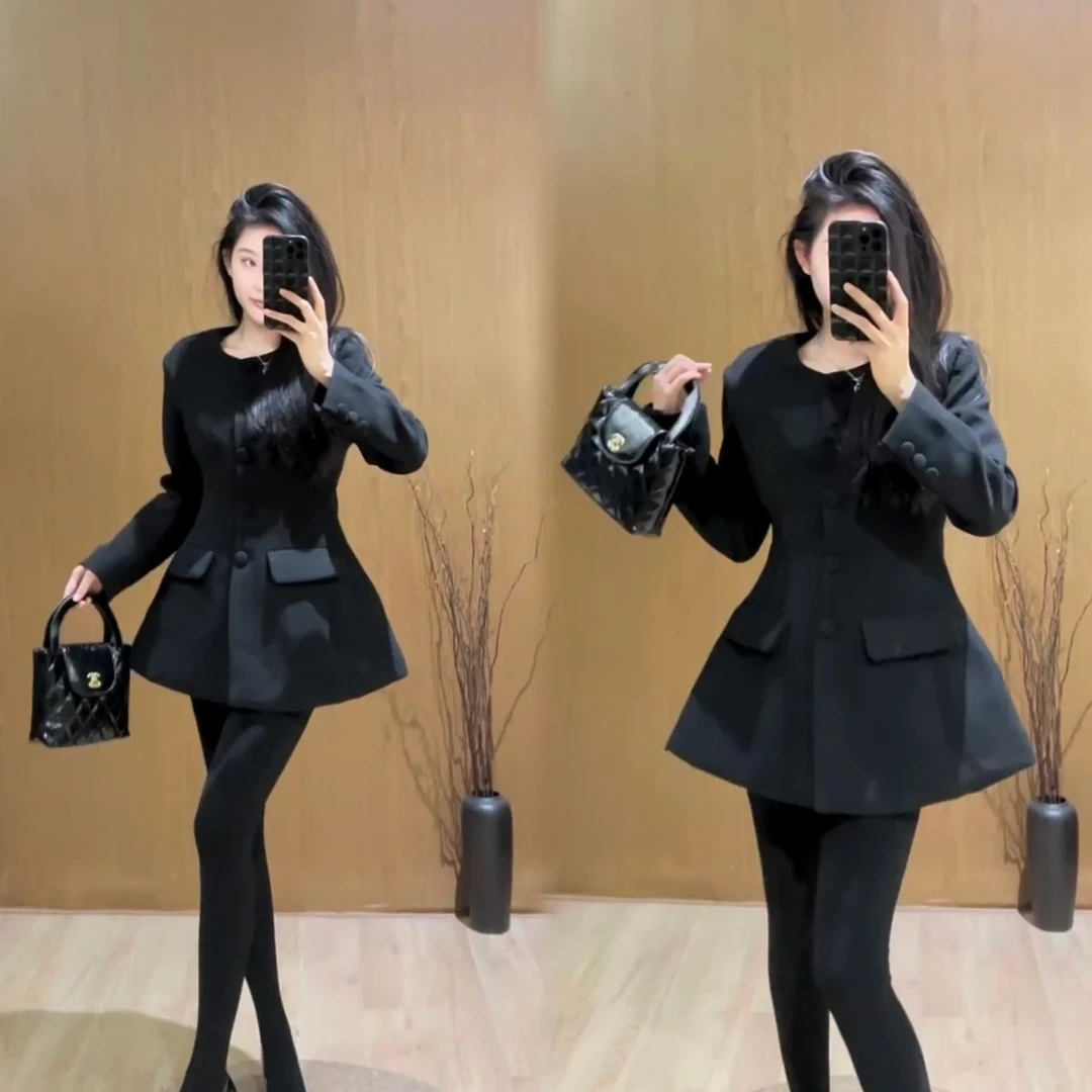 151欧洲站沙漏腰西装毛呢外套2025冬简约高级感显瘦加棉呢子大衣