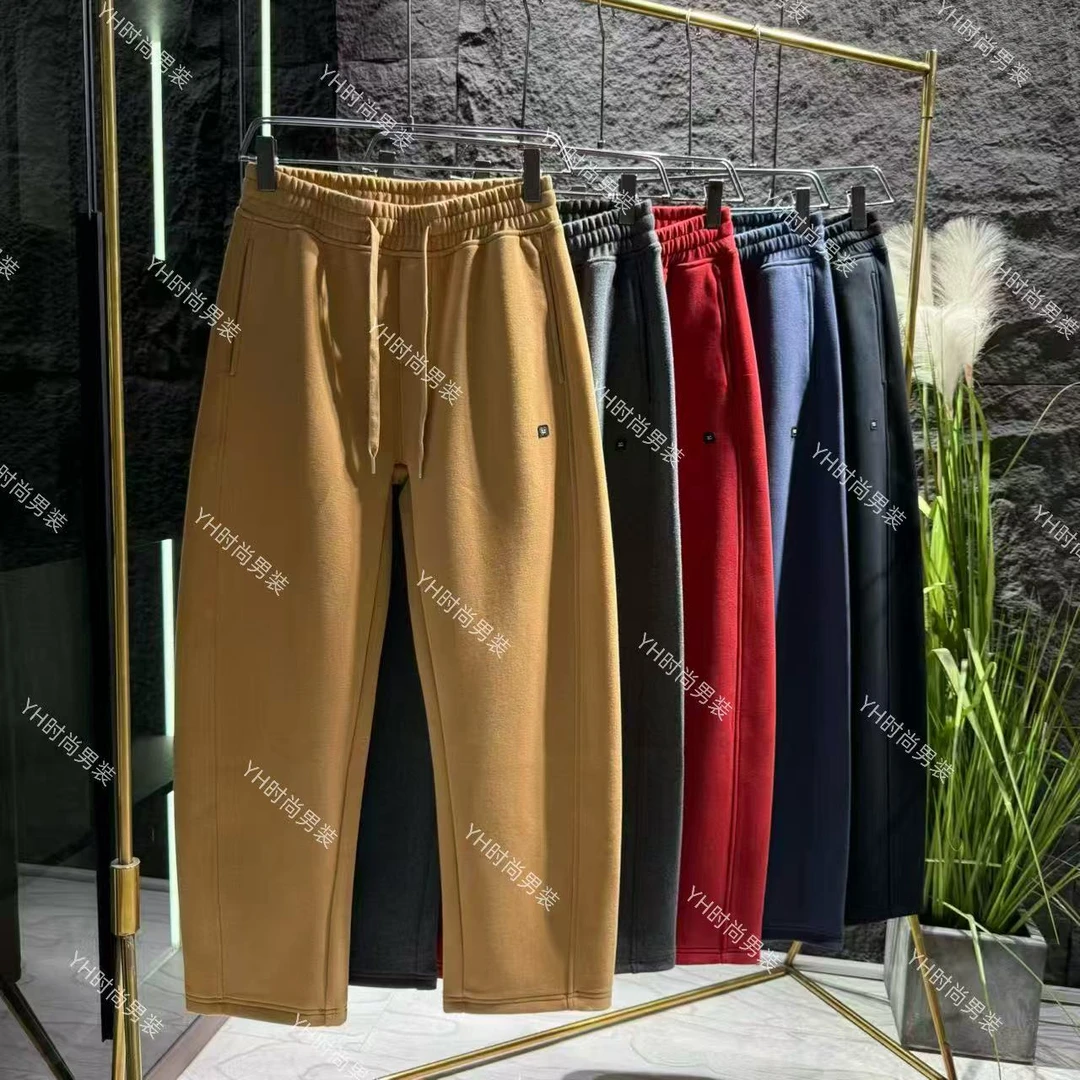 冬季新款时尚潮流美式刺绣字母弯刀阔腿休闲裤宽松百搭加厚长裤