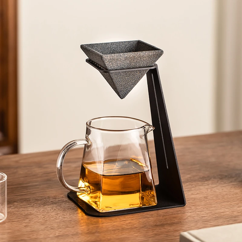 陶瓷无孔矿石茶滤网过滤器家用茶具配件茶漏一体公道杯泡茶神器