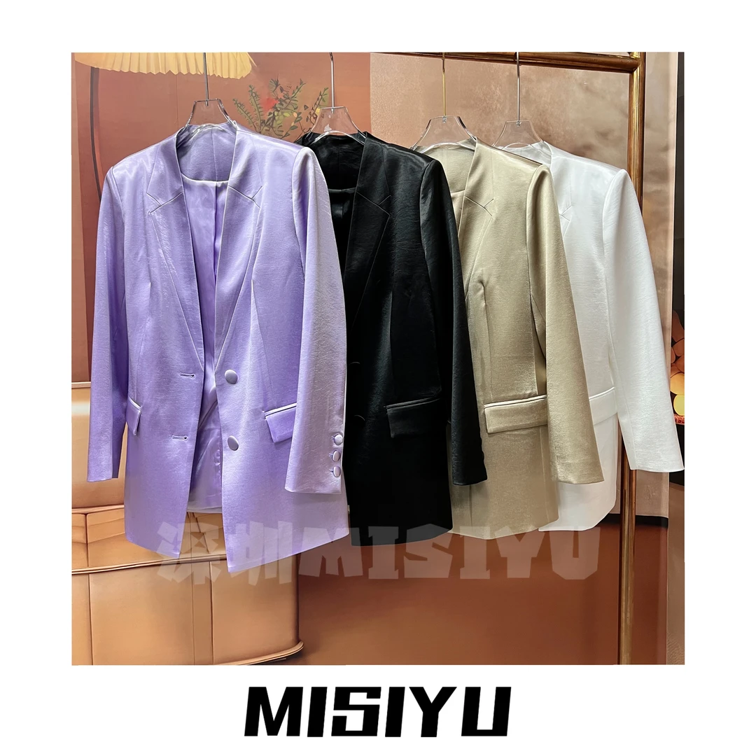 【二姐高定】醋酸无领双扣外套 2025新品 春夏气质时尚休闲25025