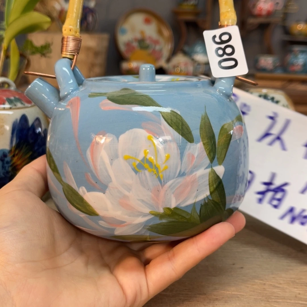 壶素浅陶瓷手工手绘