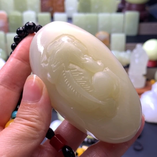 石材方解石手把件