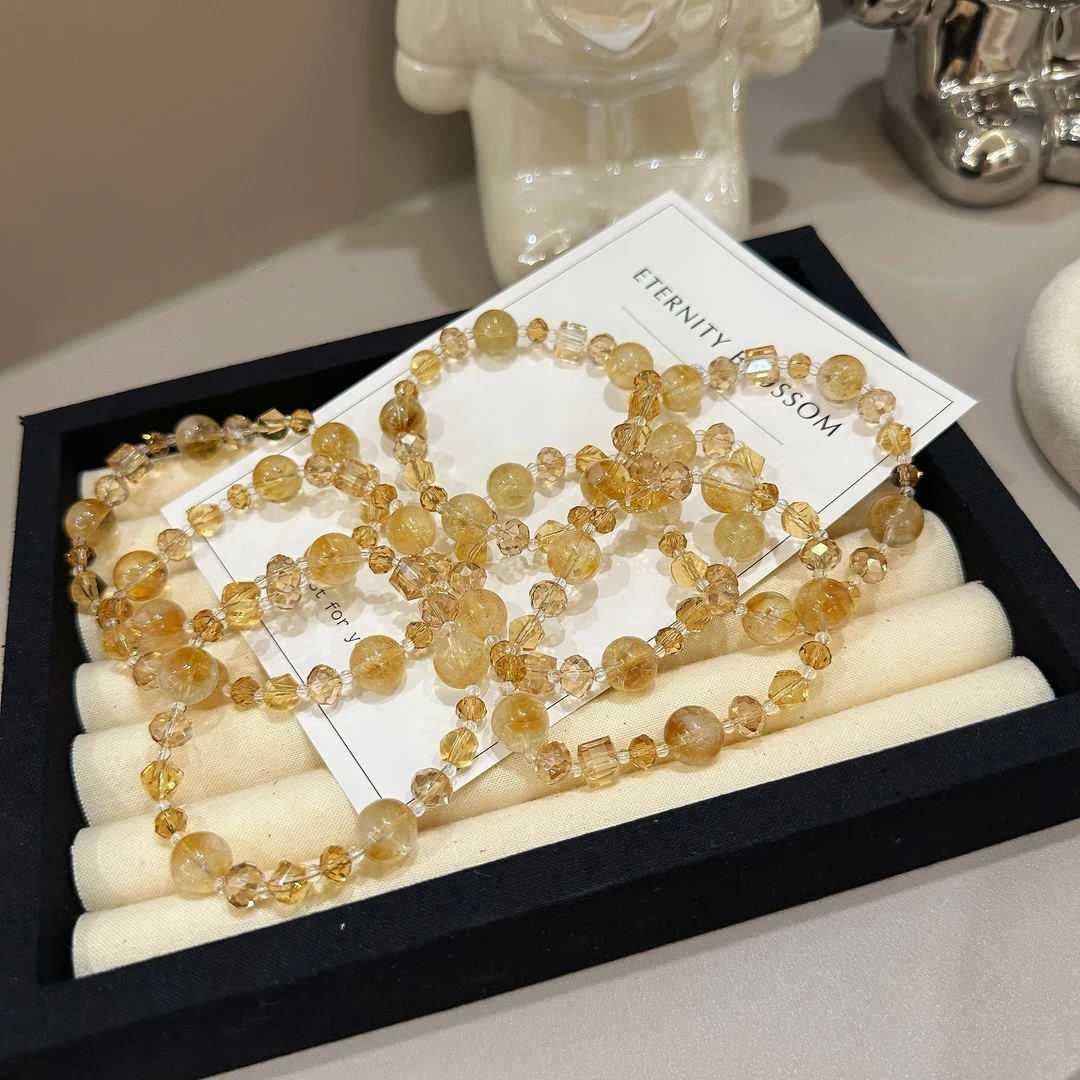 A158-【蜜糖千金】10m黄水晶+华子天然水晶手串手链 多样性发货