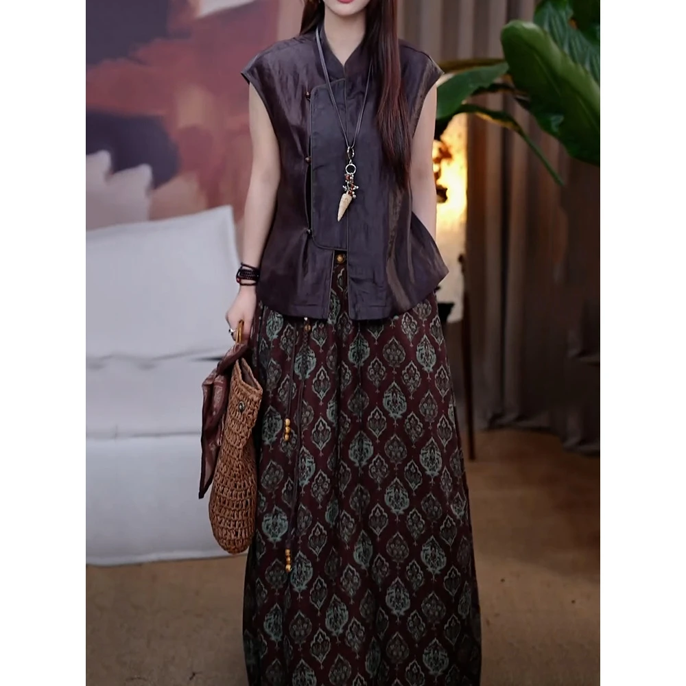 端庄优雅文艺风轻奢裙套装2025夏季新款纯色百搭显瘦衬衫+半身裙