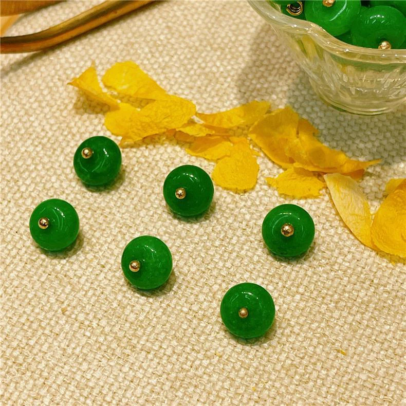 五颗装10mm国风纽扣圆珠扁珠天然石不掉色旗袍服装辅料香云纱真丝