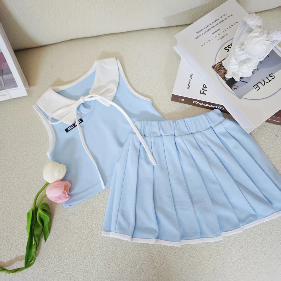 女童夏2025新款大童夏季背心连衣裙儿童女孩高级感公主裙子Polo裙