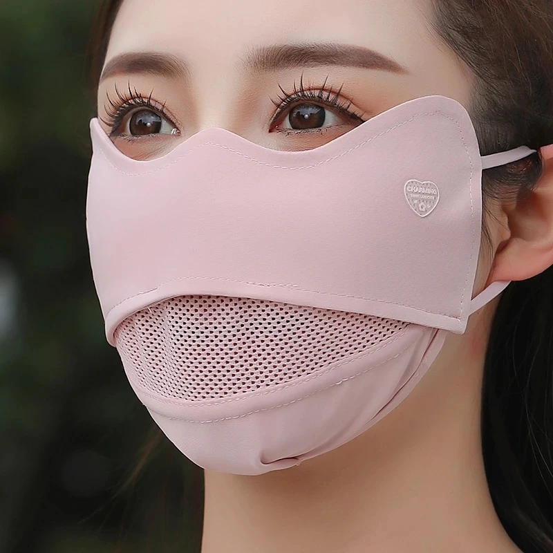 秋季护冰丝防晒口罩女3D立体瘦脸型遮阳全脸防真丝羊毛防晒面罩