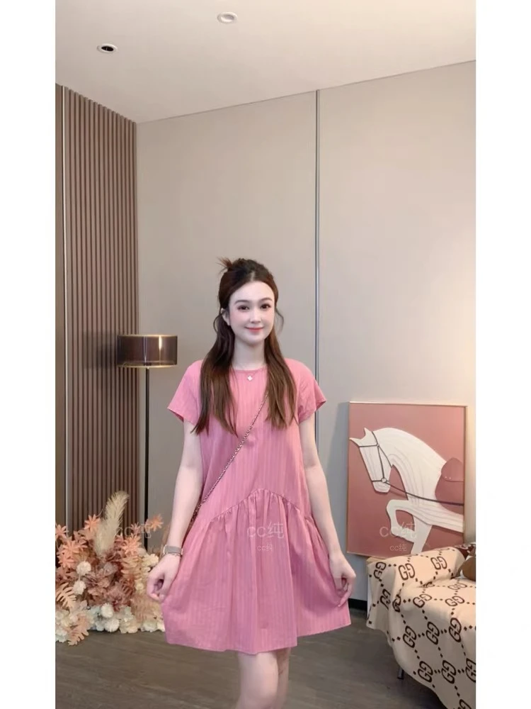 【心动小镇】夏季显瘦通勤甜美圆领连衣裙2025A755#