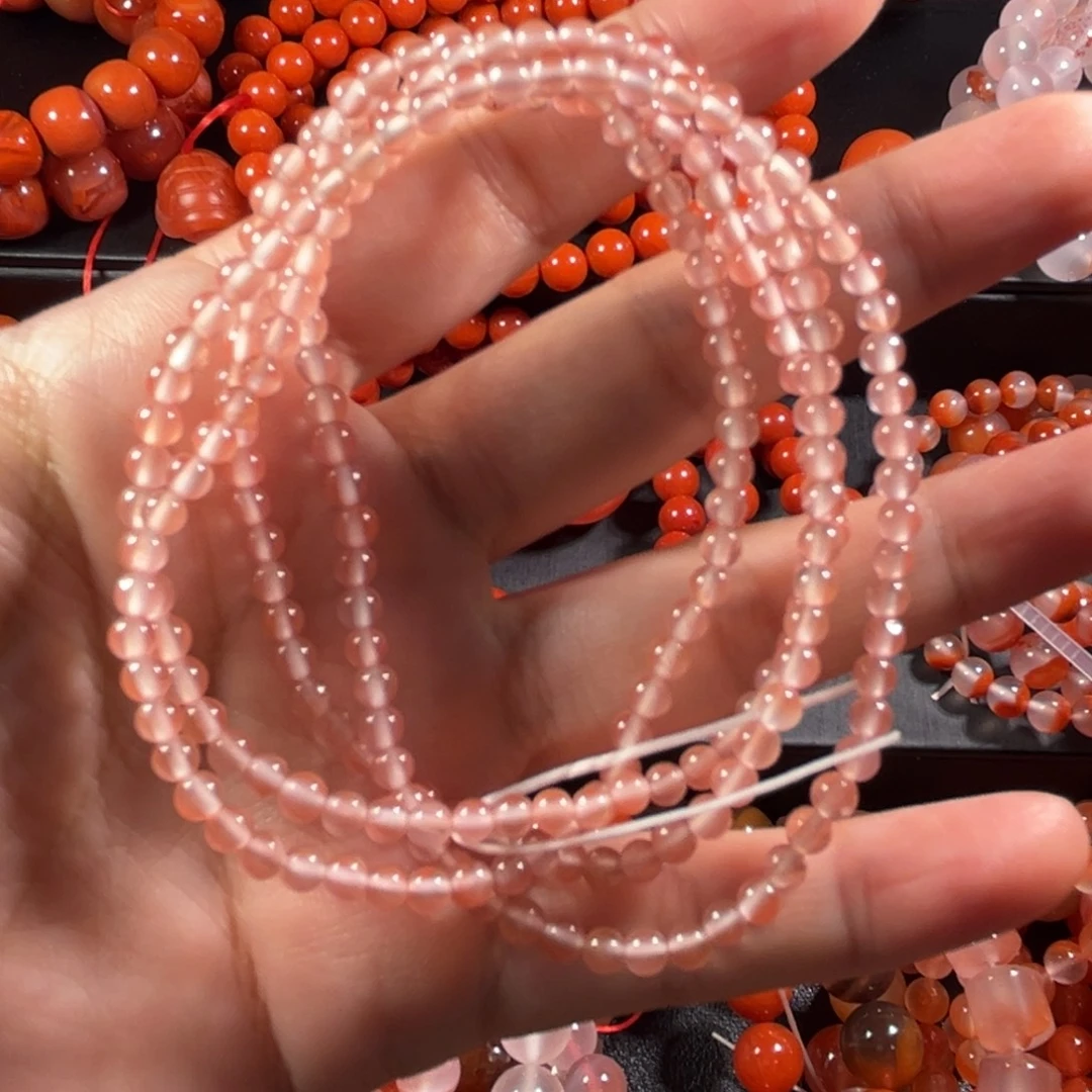 南红玛瑙未镶嵌手链3.5mm冰粉手链