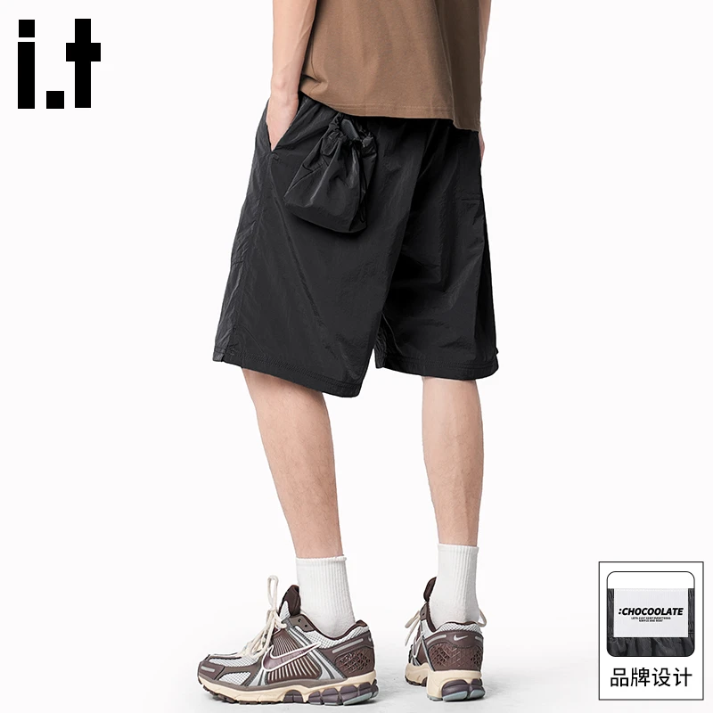 it :CHOCOOLATE冰丝速干五分中裤男士夏季薄款宽松直筒休闲短裤潮