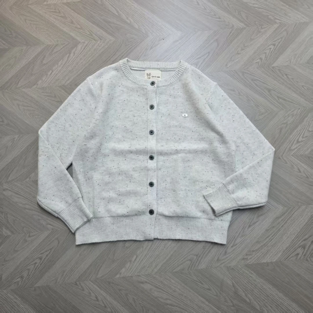 【锦衣服饰】CXM 69020韩系百搭点子纱圆领长袖针织开衫